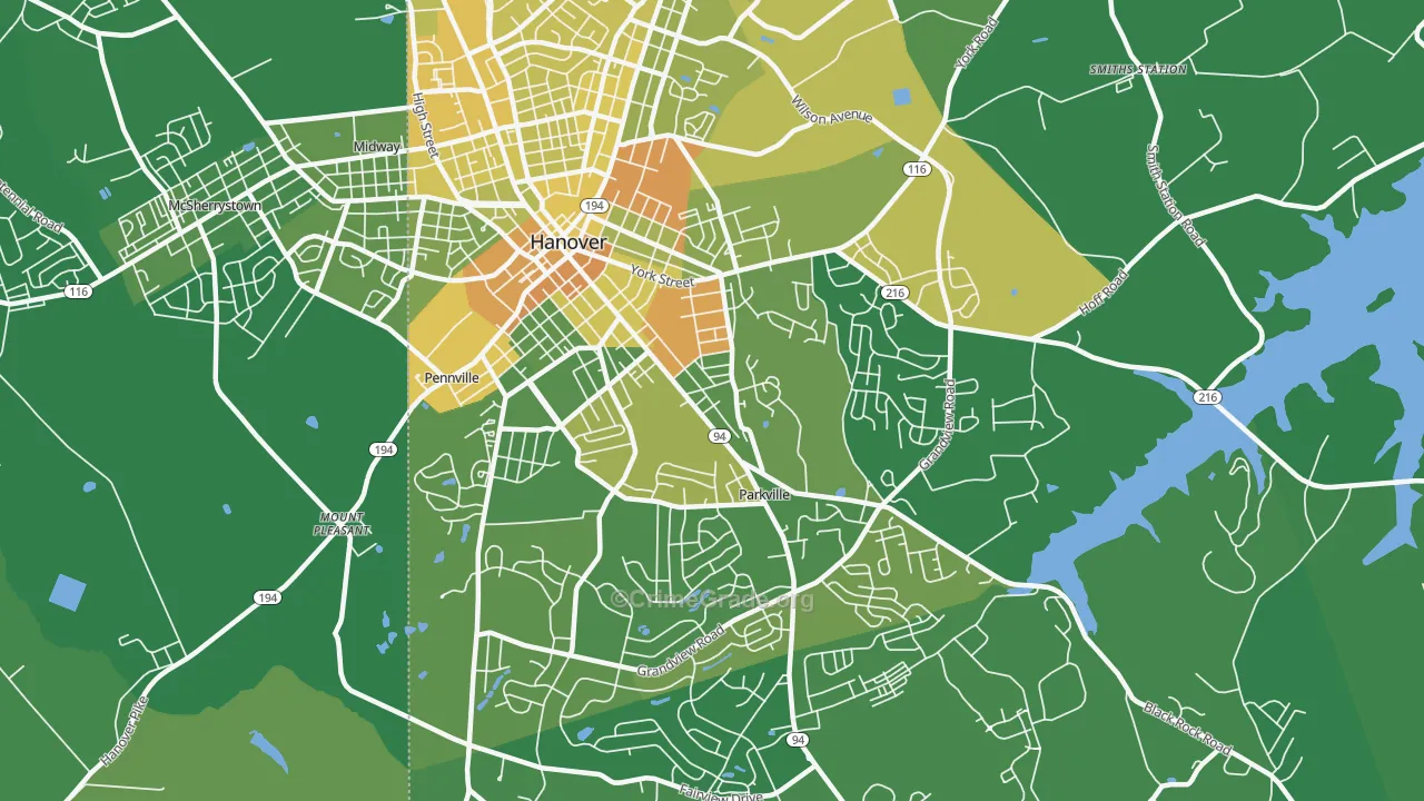 Parkville, PA Map of Vandalism Rates