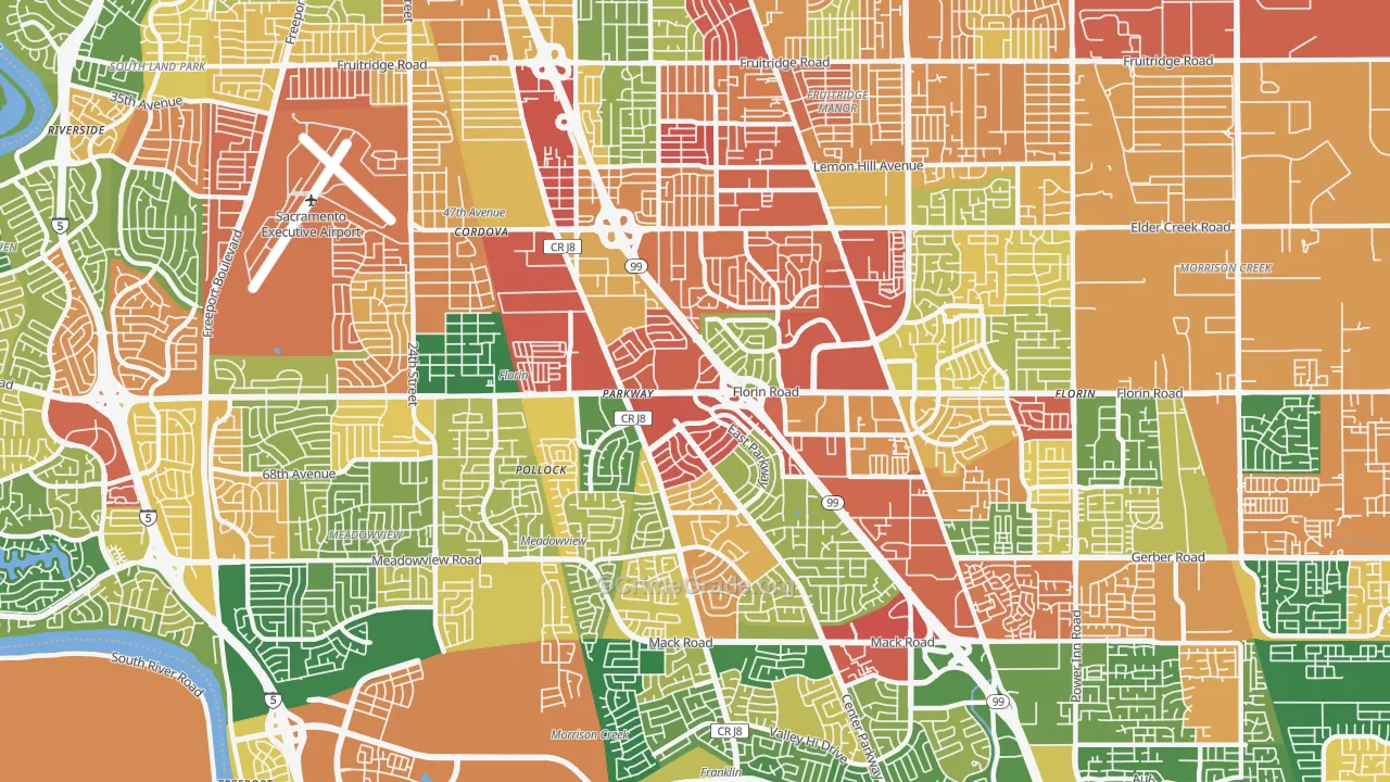 Parkway, CA Map of Vandalism Rates