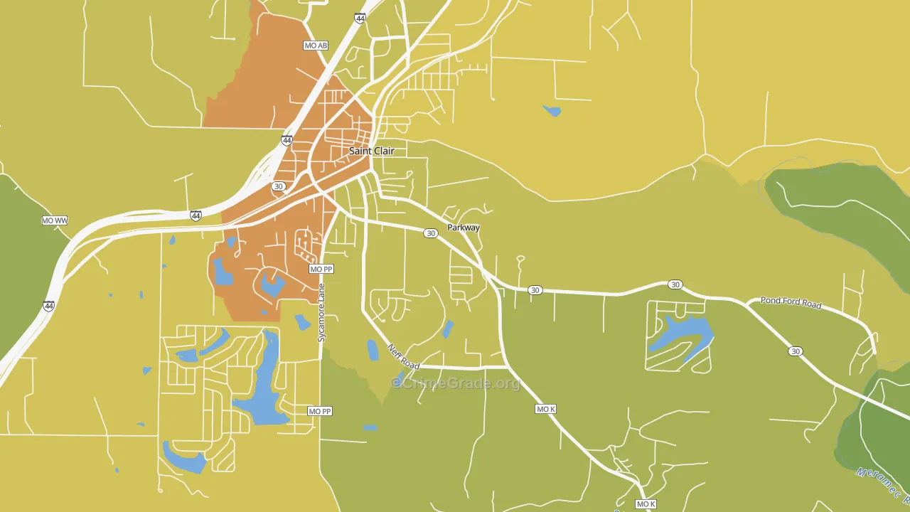 Parkway, MO Map of Vandalism Rates