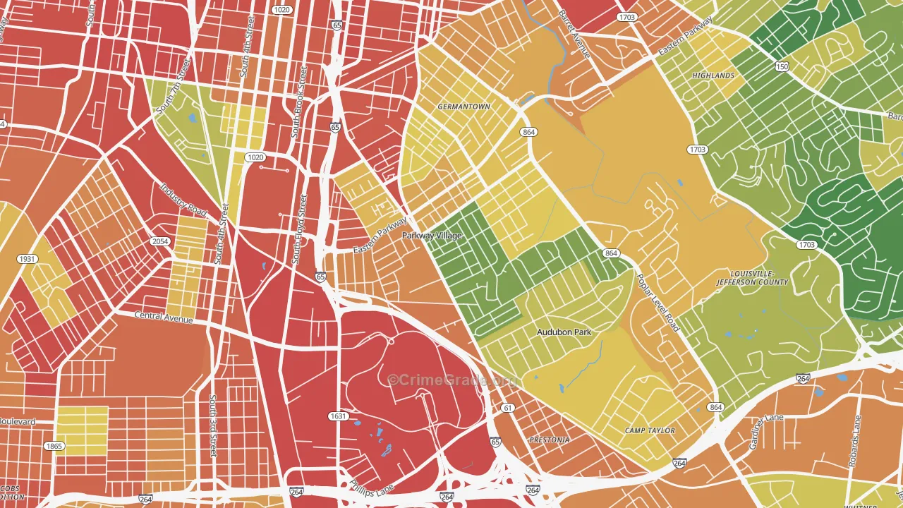 Parkway Village, KY Map of Vandalism Rates