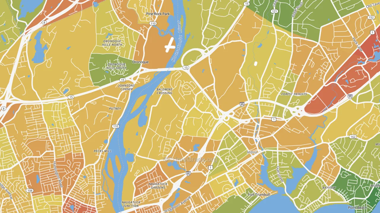 Parkway-Wheelers Farm Road, Milford, CT Map of Vandalism Rates