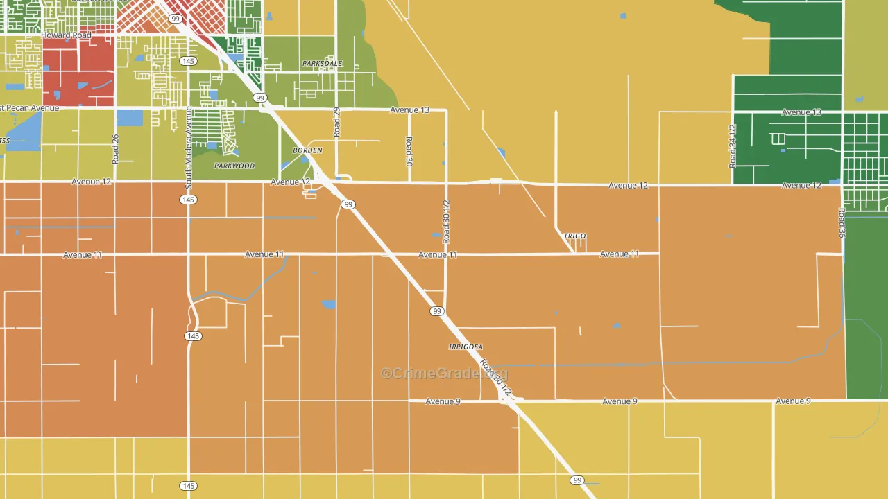 Parkwood, CA Map of Vandalism Rates