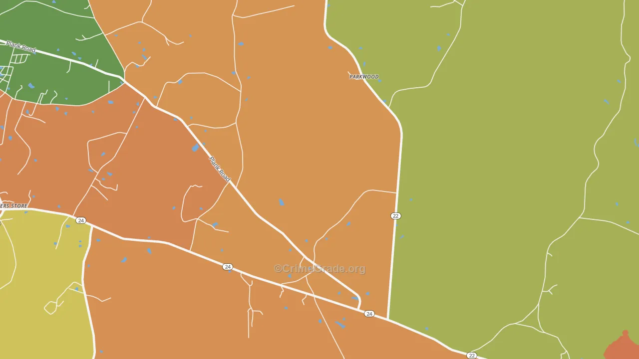 Parkwood, NC Map of Vandalism Rates