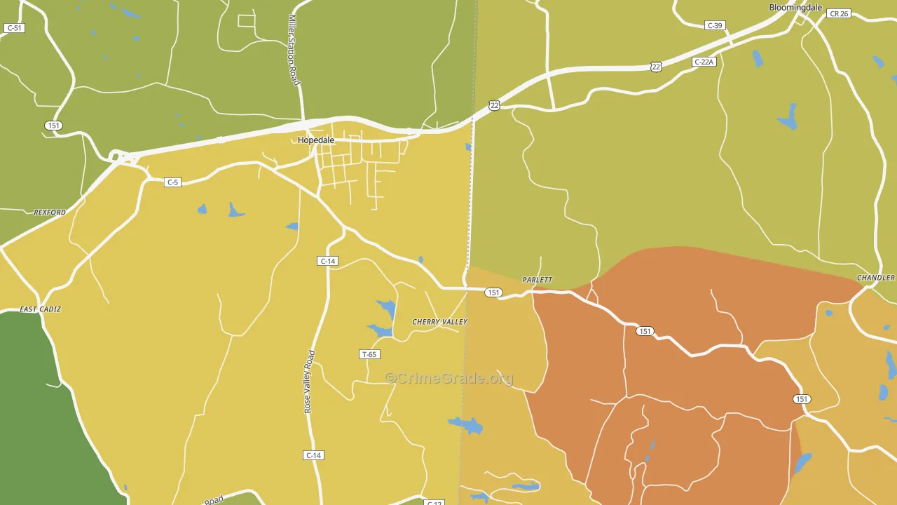 Parlett, OH Map of Vandalism Rates