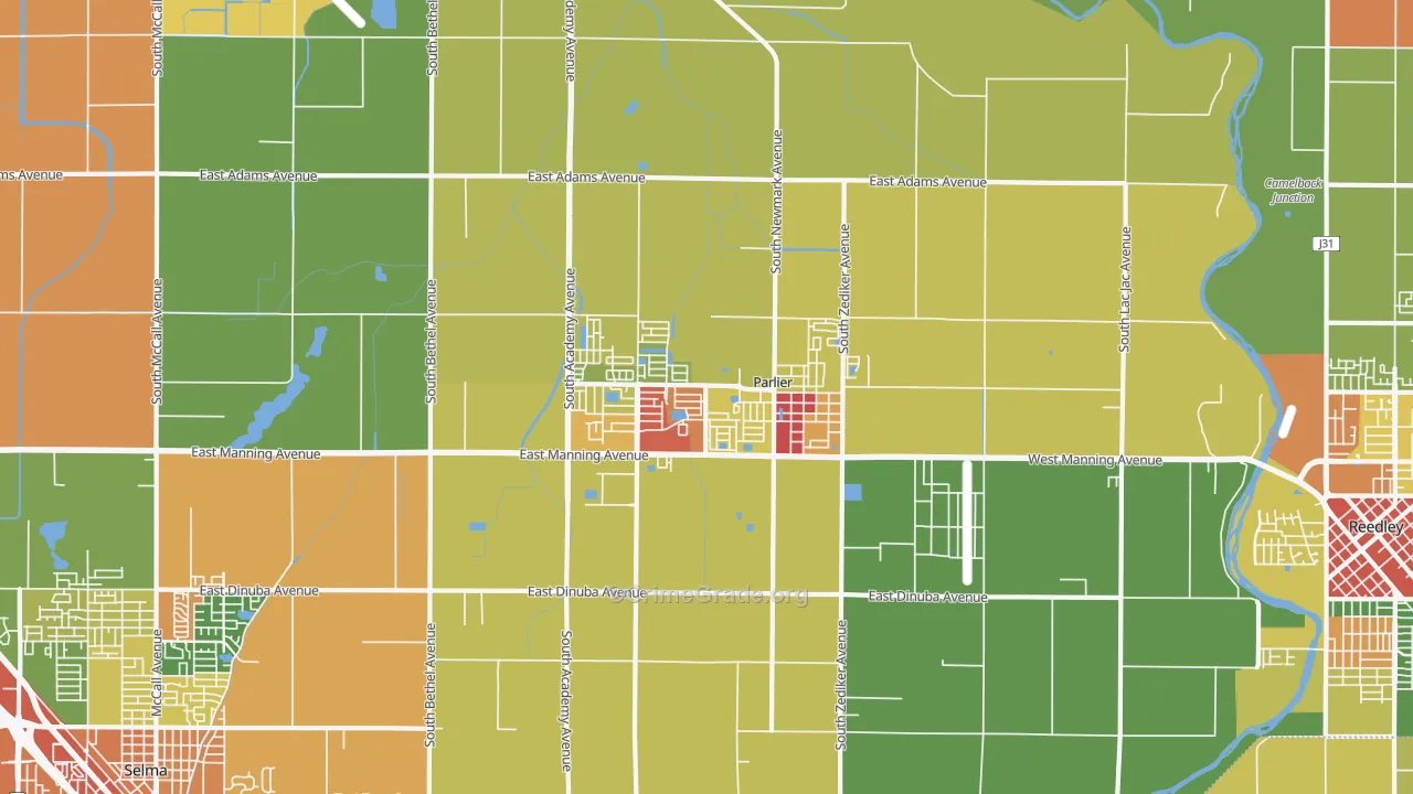 Parlier, CA Map of Vandalism Rates