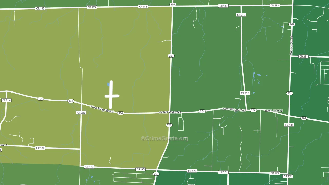 Parma Corners, NY Map of Vandalism Rates