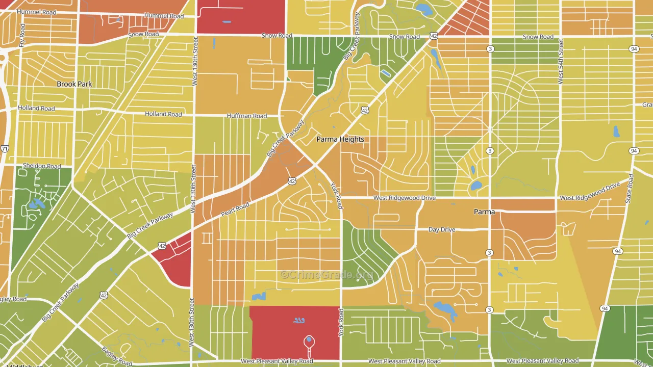 Parma Heights, OH Map of Vandalism Rates
