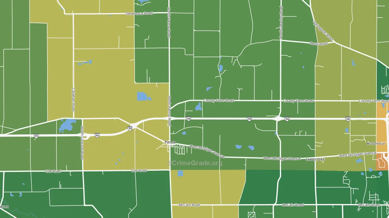 Parma, MI Map of Vandalism Rates