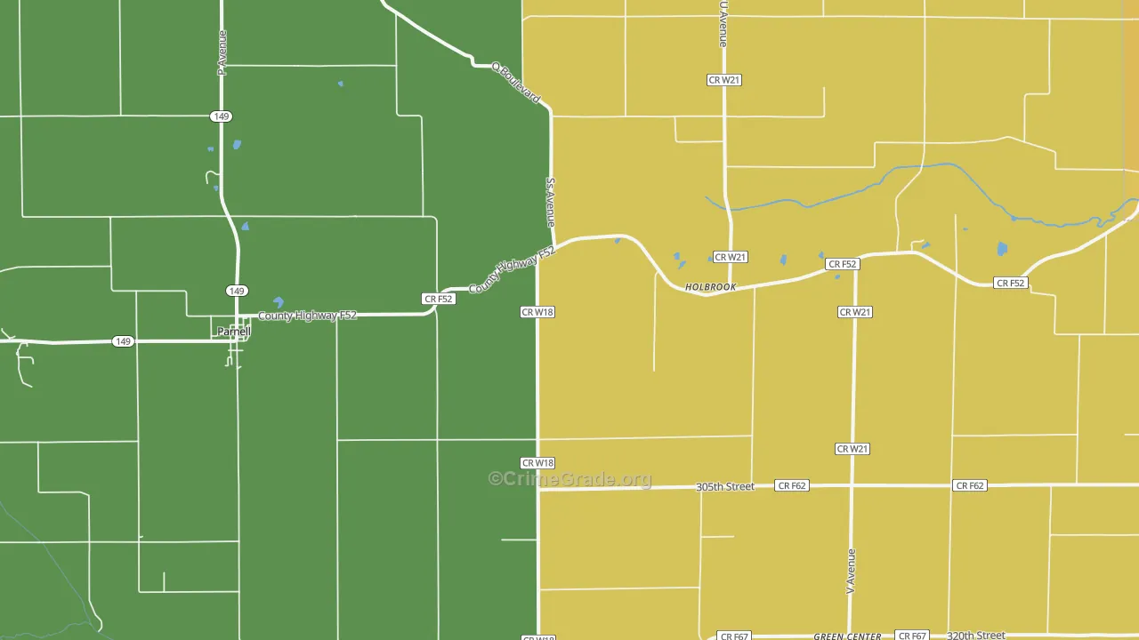Parnell, IA Map of Vandalism Rates