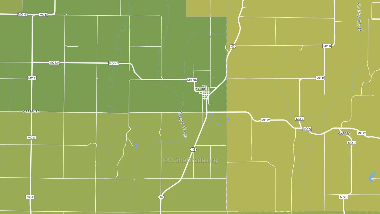 Parnell, MO Map of Vandalism Rates
