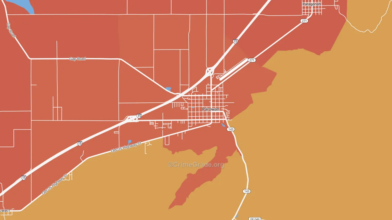 Parowan, UT Map of Vandalism Rates