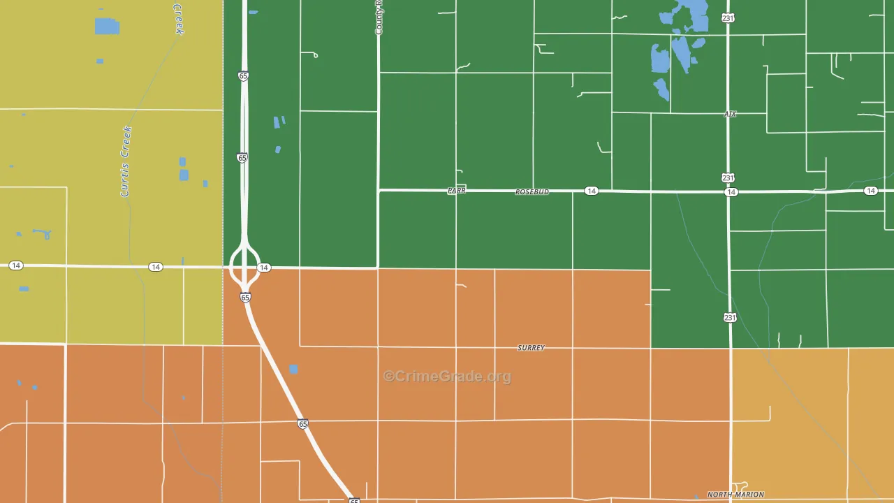 Parr, IN Map of Vandalism Rates
