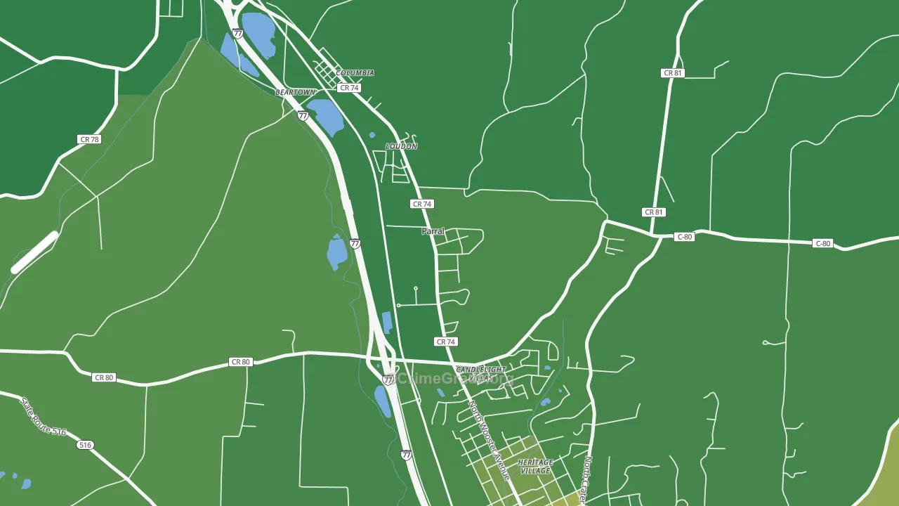 Parral, OH Map of Vandalism Rates