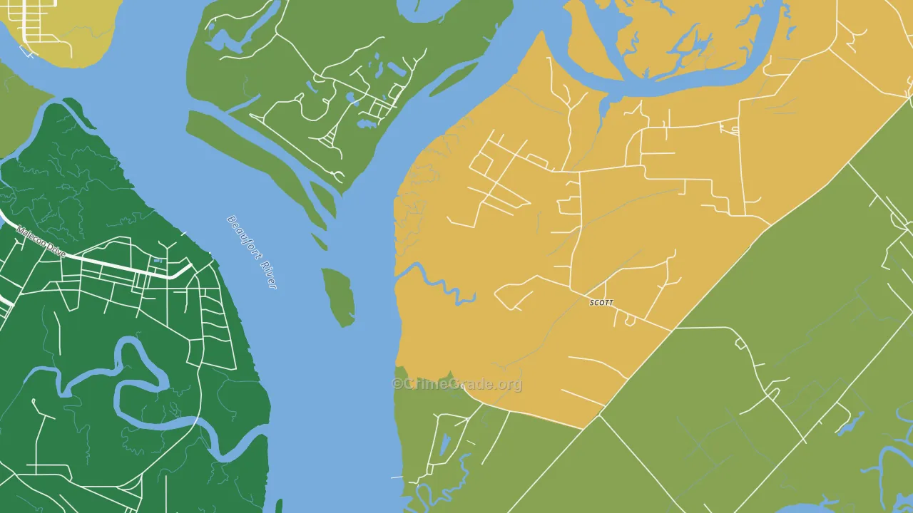 Parris Island, SC Map of Vandalism Rates