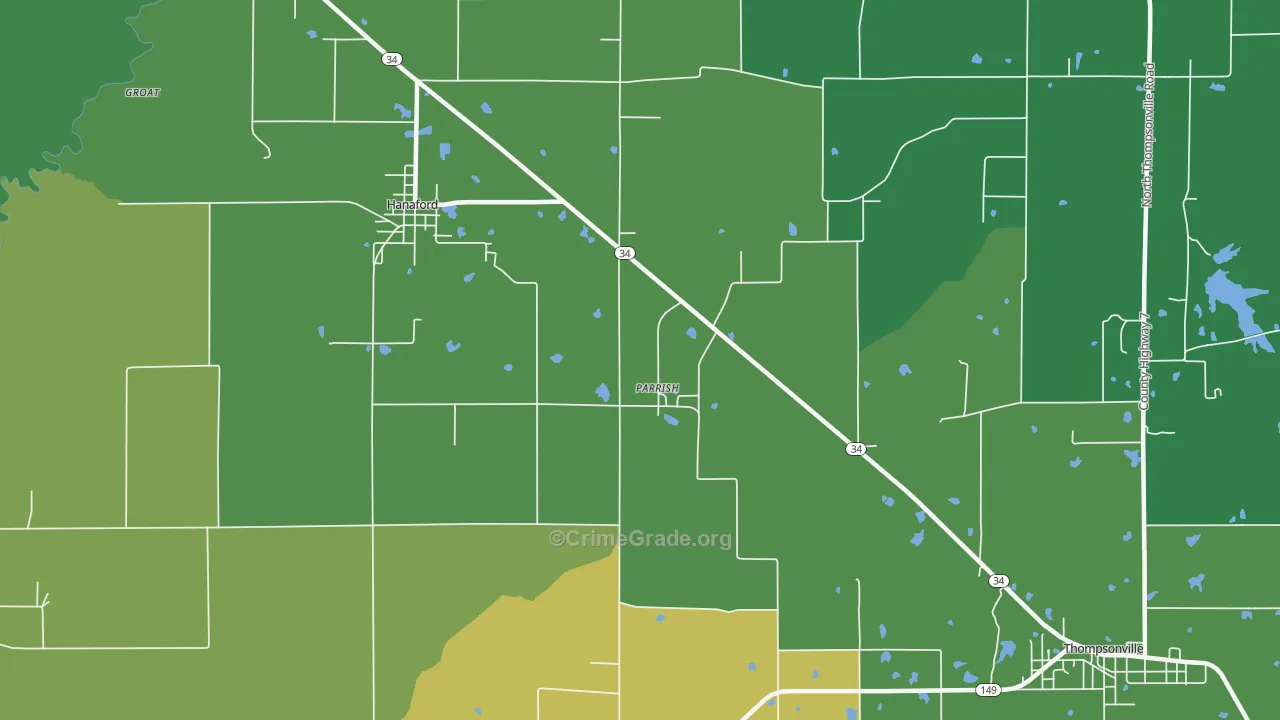 Parrish, IL Map of Vandalism Rates