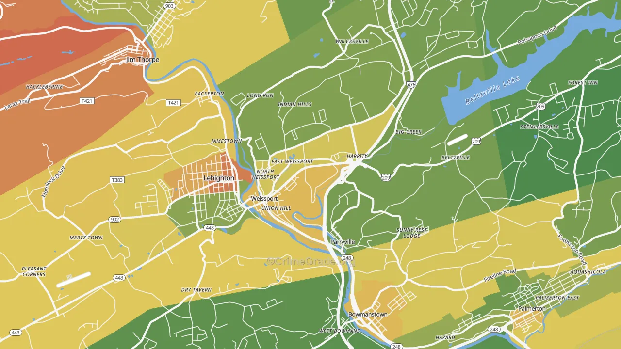 Parryville, PA Map of Vandalism Rates