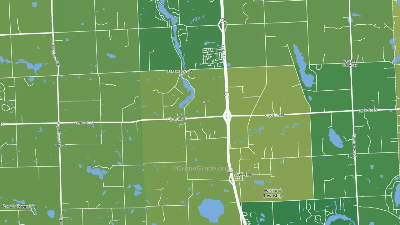 Parshallville, MI Map of Vandalism Rates