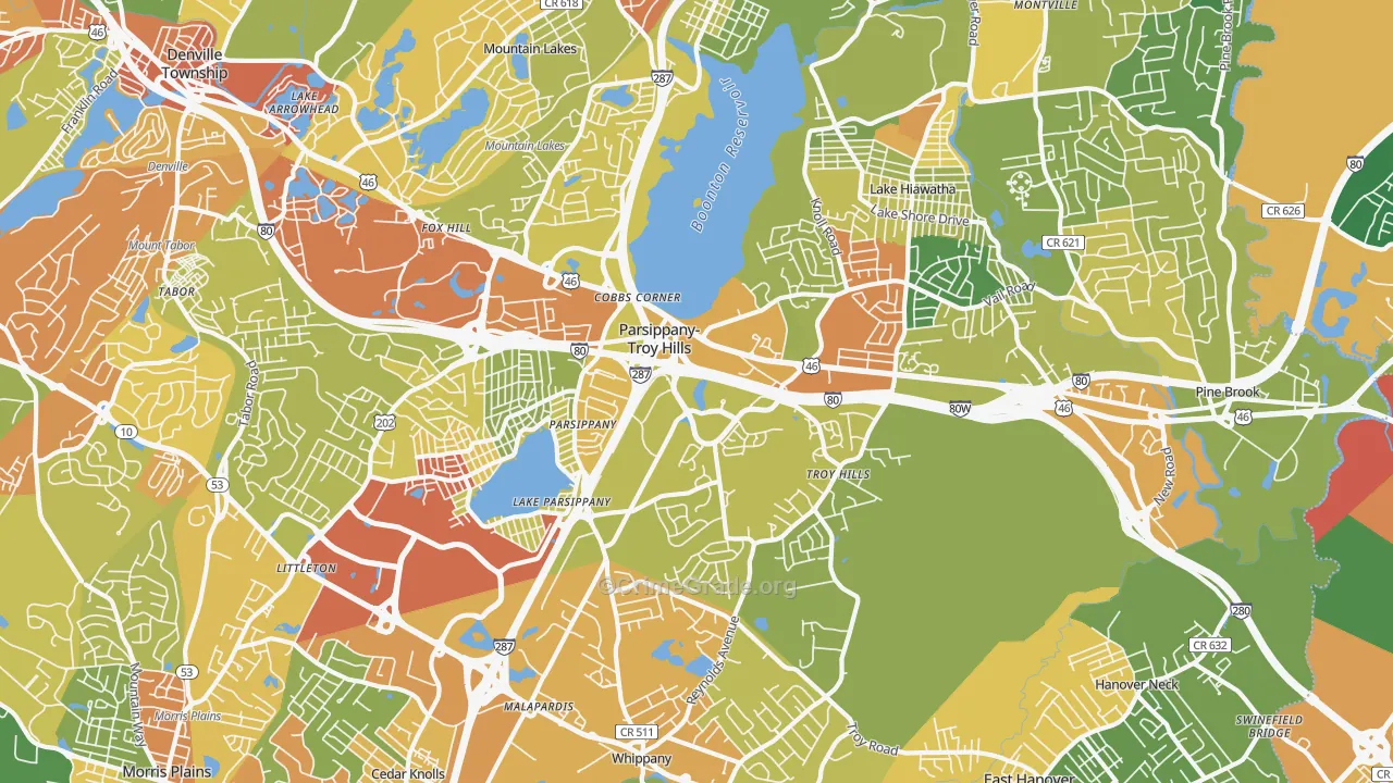 Parsippany, NJ Map of Vandalism Rates