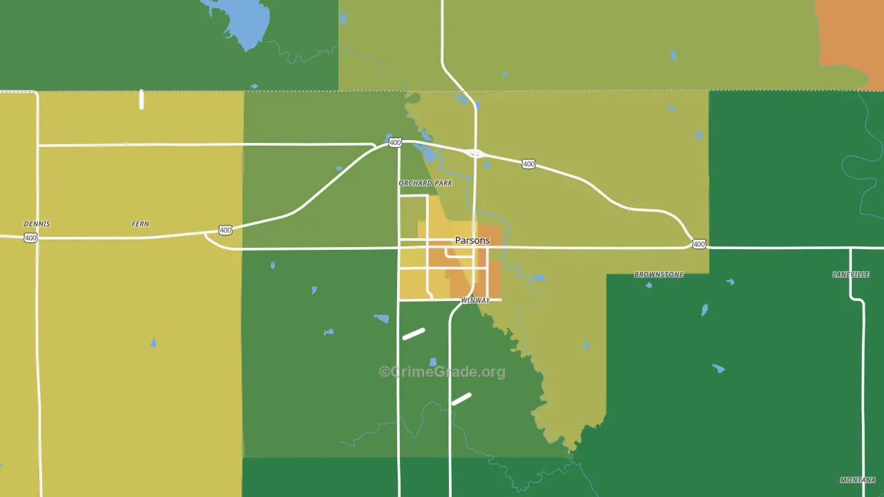 Parsons, KS Map of Vandalism Rates