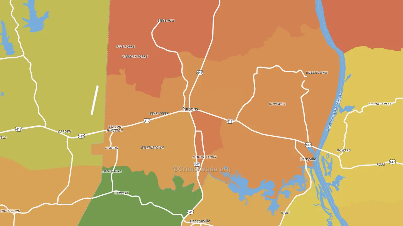 Parsons, TN Map of Vandalism Rates