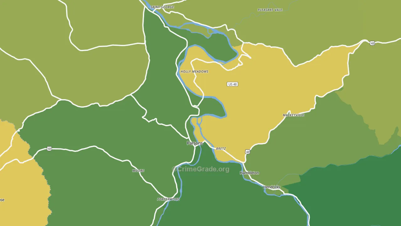 Parsons, WV Map of Vandalism Rates