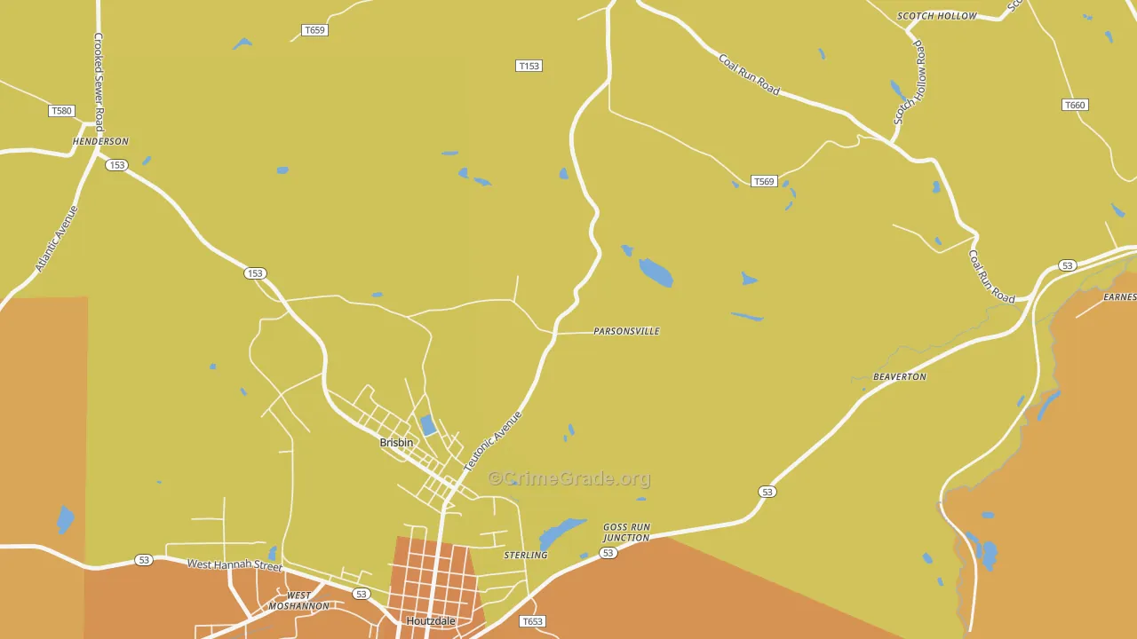Parsonville, PA Map of Vandalism Rates