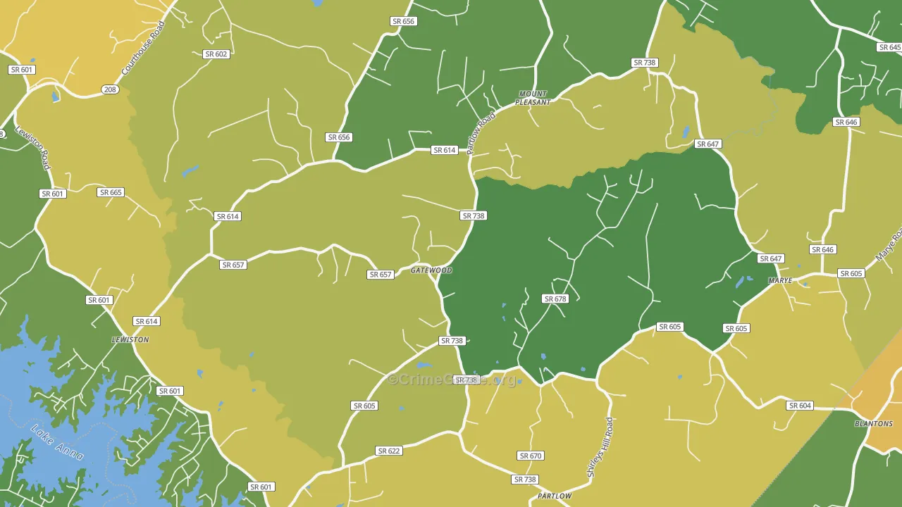 Partlow, VA Map of Vandalism Rates
