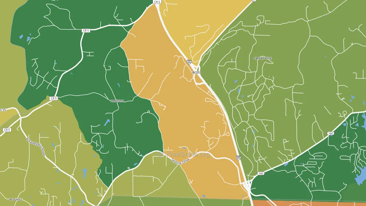 Partridge Crossroads, AL Map of Vandalism Rates