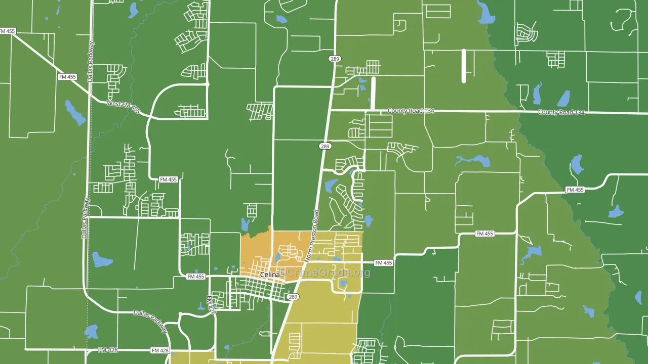 Parvin, TX Map of Vandalism Rates