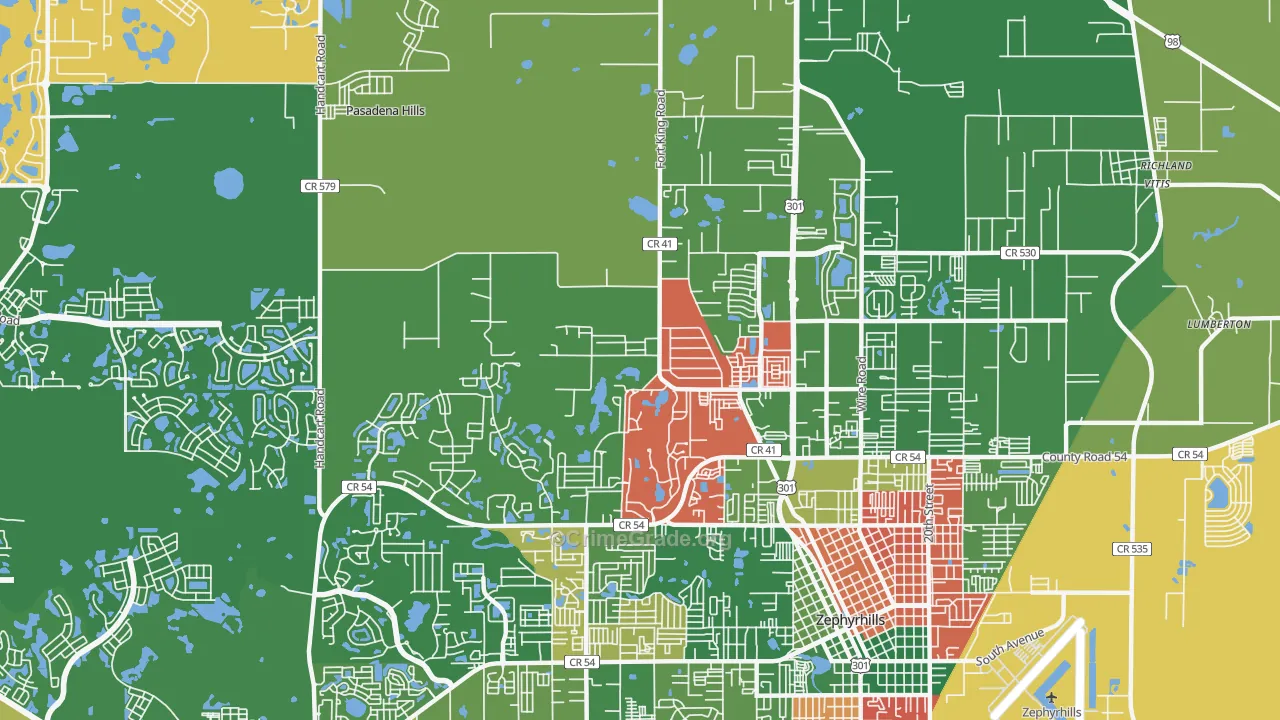 Pasadena Hills, FL Map of Vandalism Rates