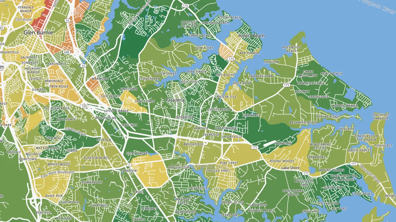 Pasadena, MD Map of Vandalism Rates