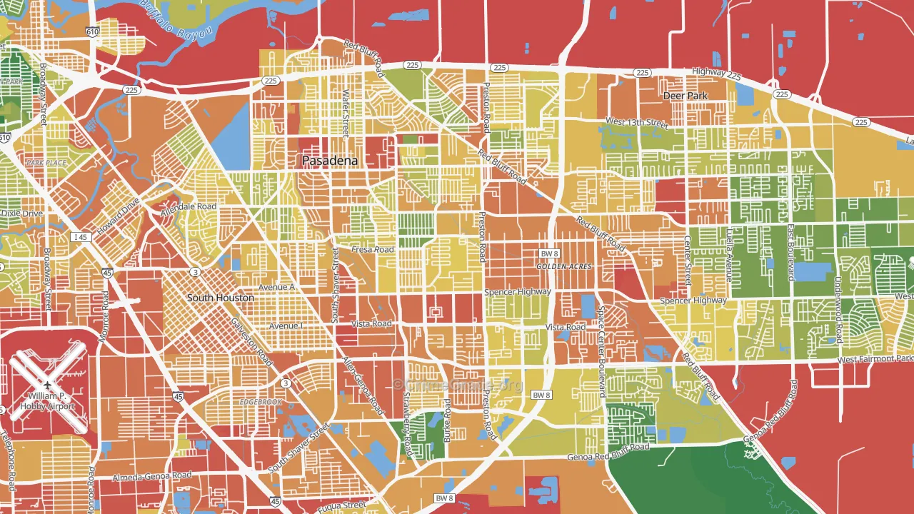 Pasadena, TX Map of Vandalism Rates