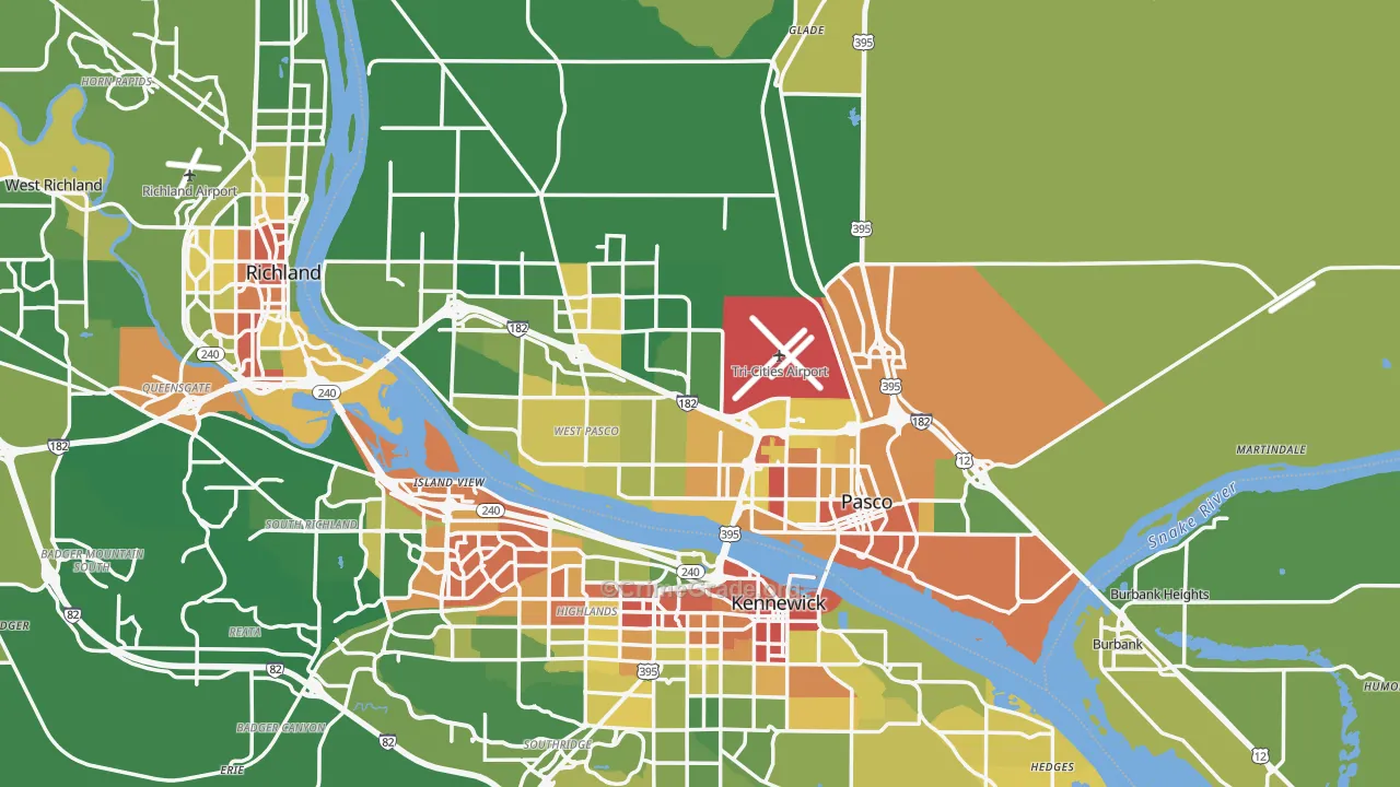 Pasco, WA Map of Vandalism Rates