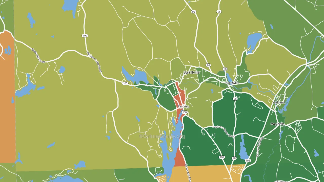 Pascoag, RI Map of Vandalism Rates