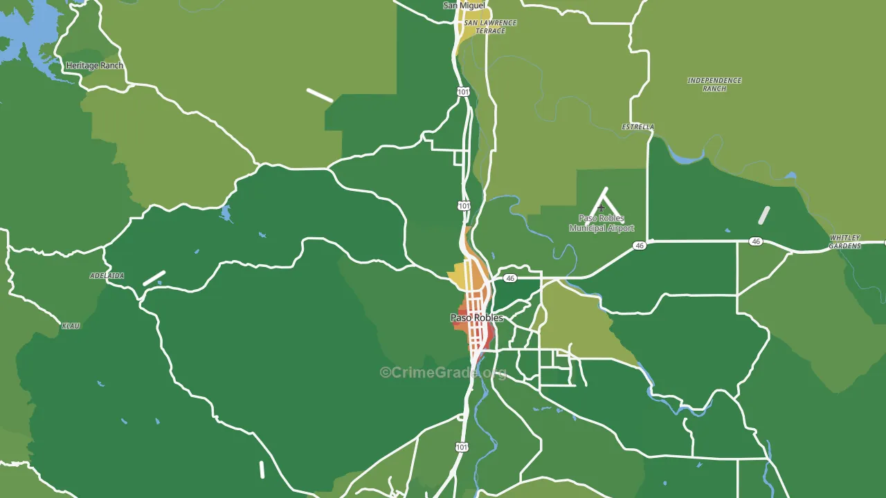 Paso Robles, CA Map of Vandalism Rates