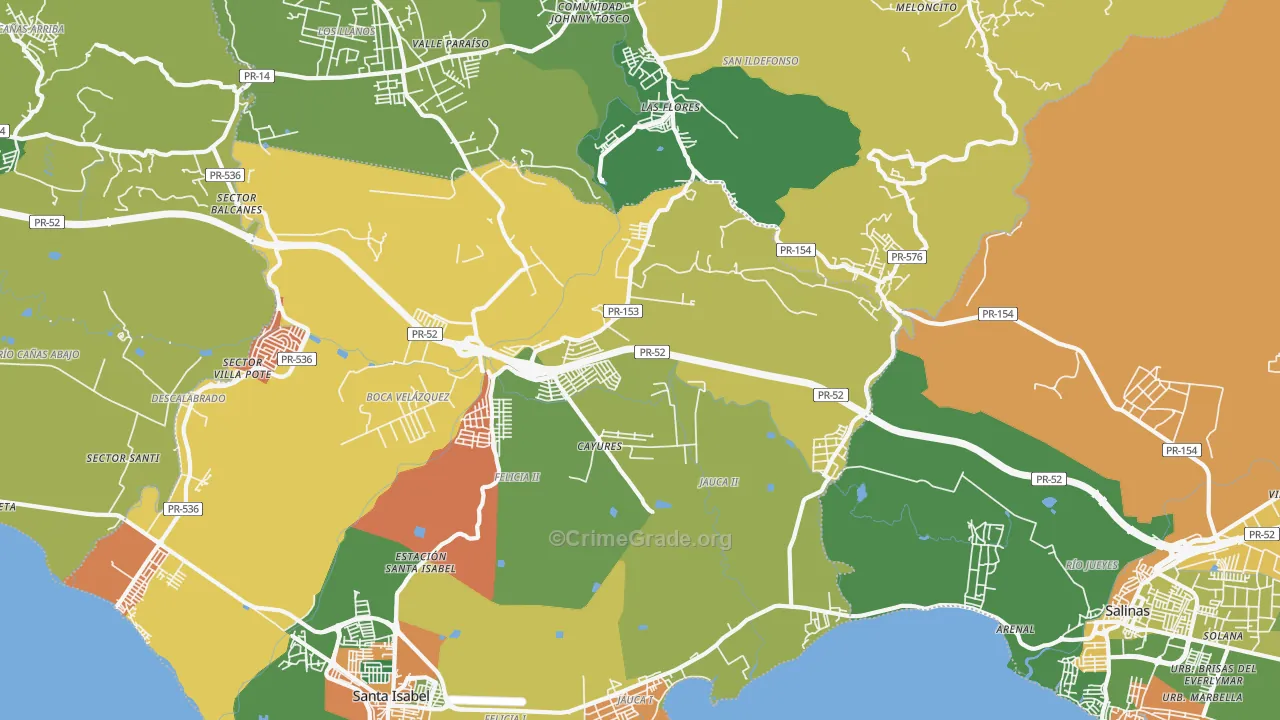 Paso Seco, PR Map of Vandalism Rates