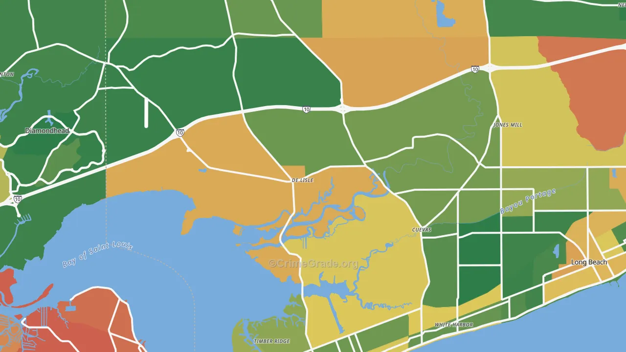 Pass Christian, MS Map of Vandalism Rates