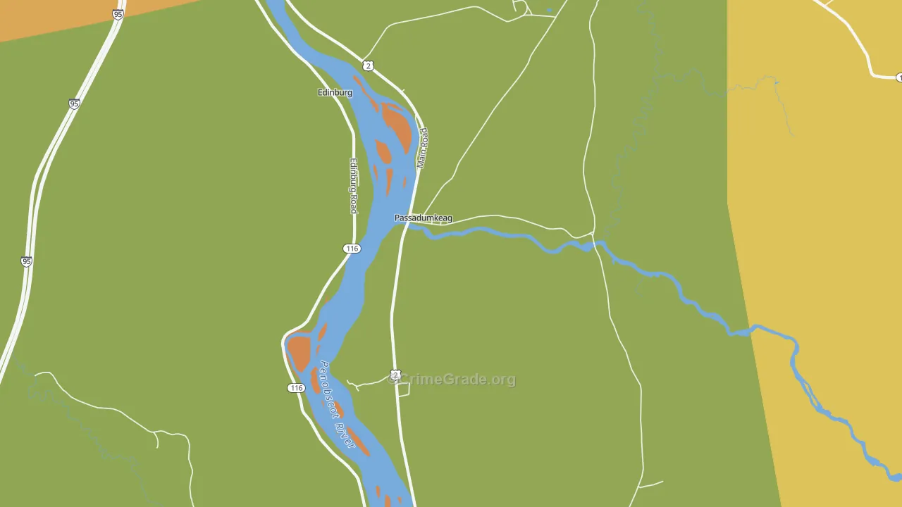 Passadumkeag, ME Map of Vandalism Rates