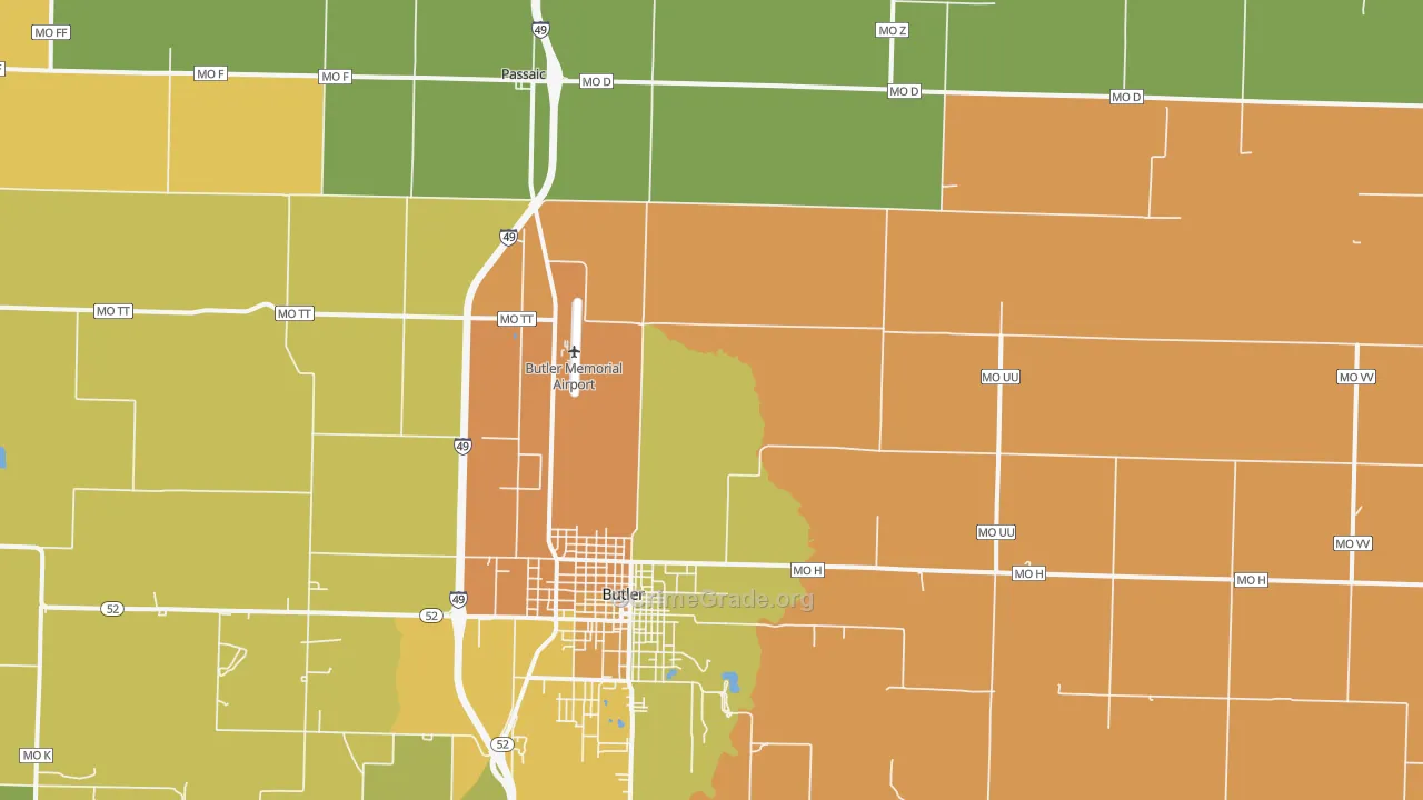 Passaic, MO Map of Vandalism Rates