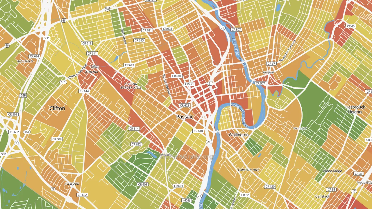 Passaic, NJ Map of Vandalism Rates