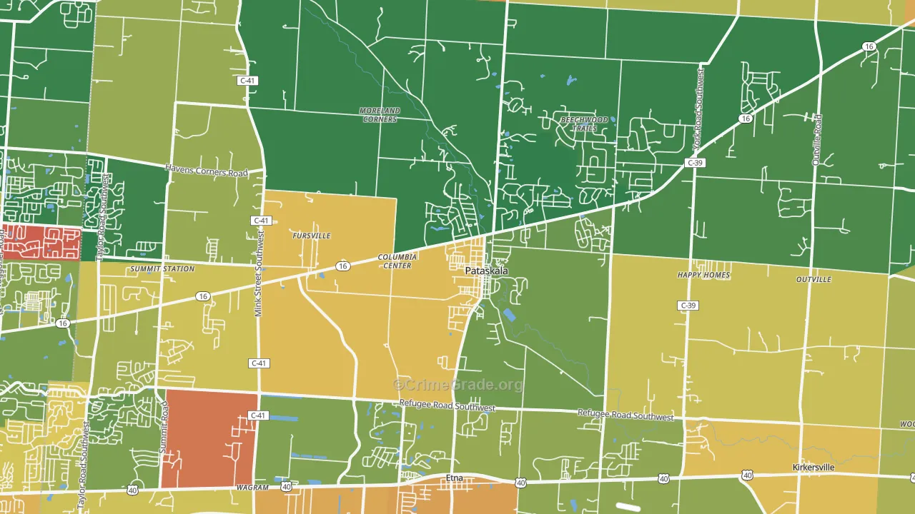 Pataskala, OH Map of Vandalism Rates