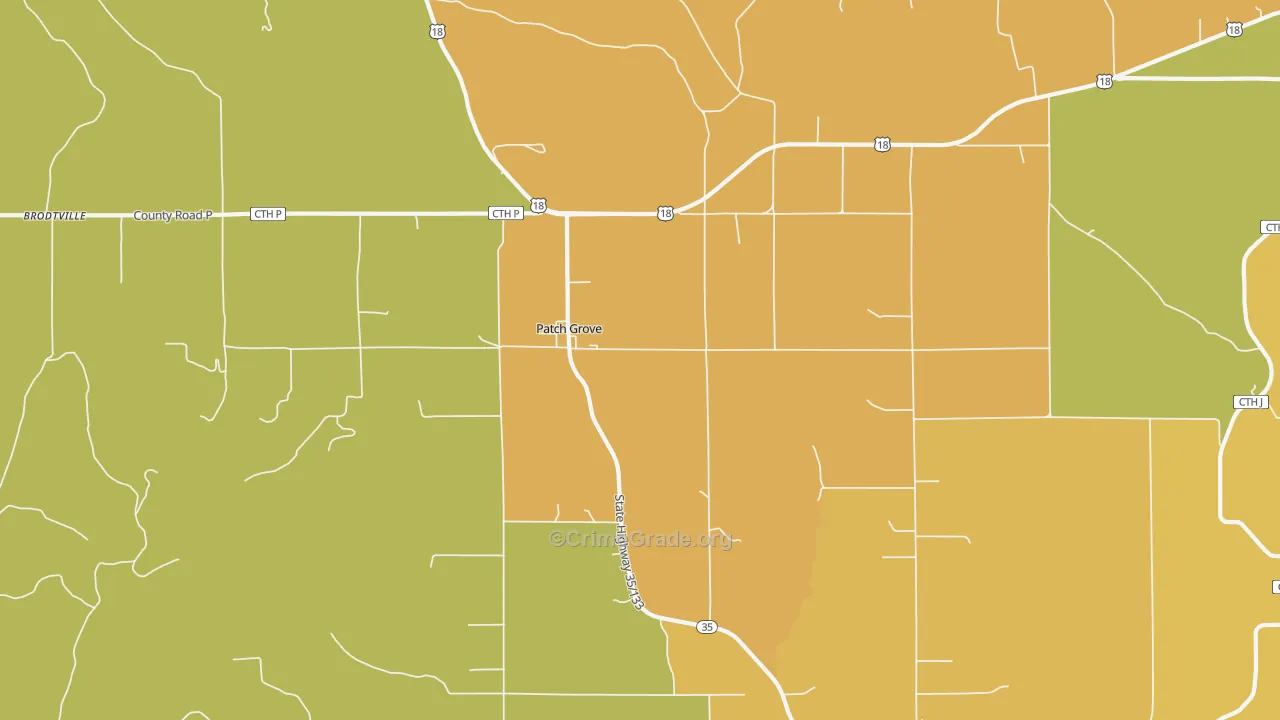 Patch Grove, WI Map of Vandalism Rates