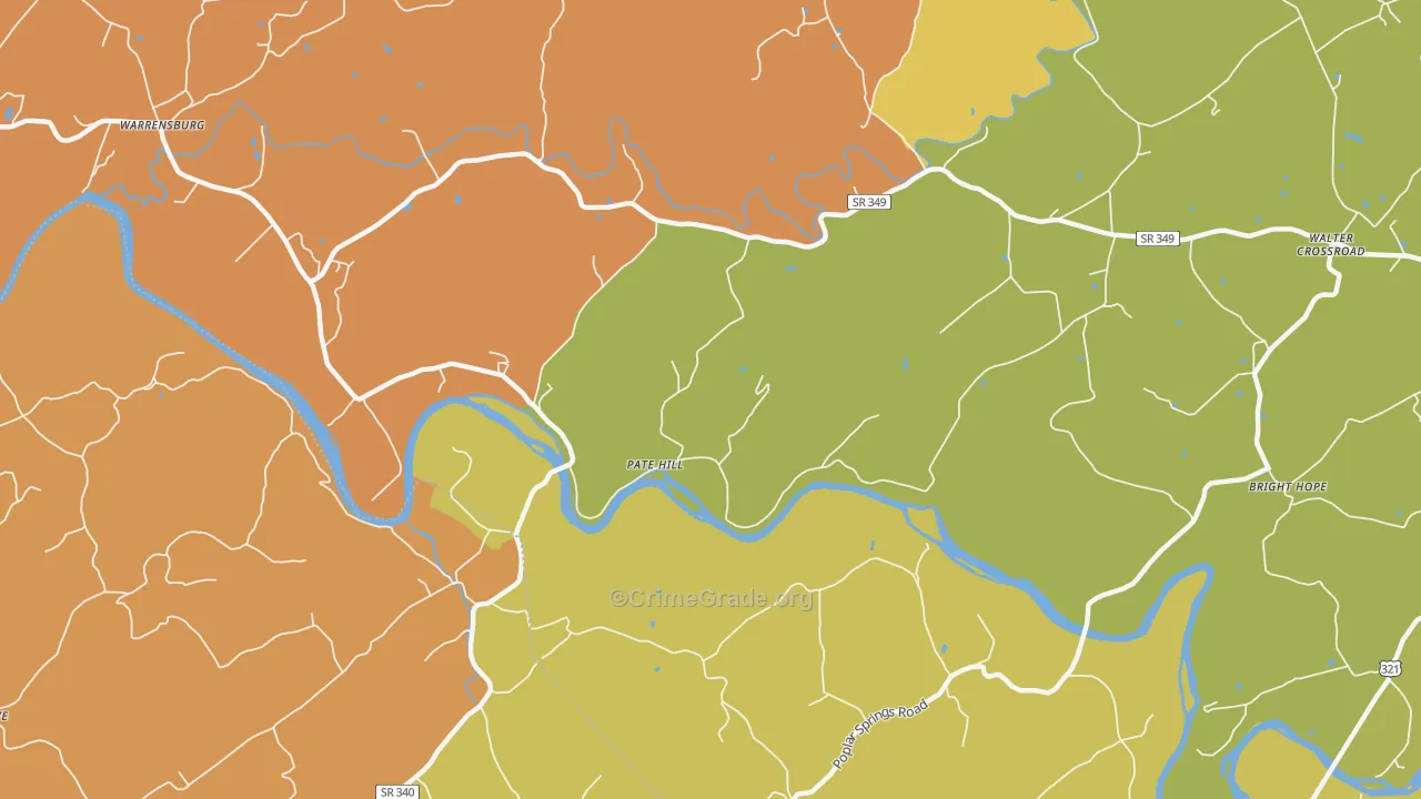 Pate Hill, TN Map of Vandalism Rates