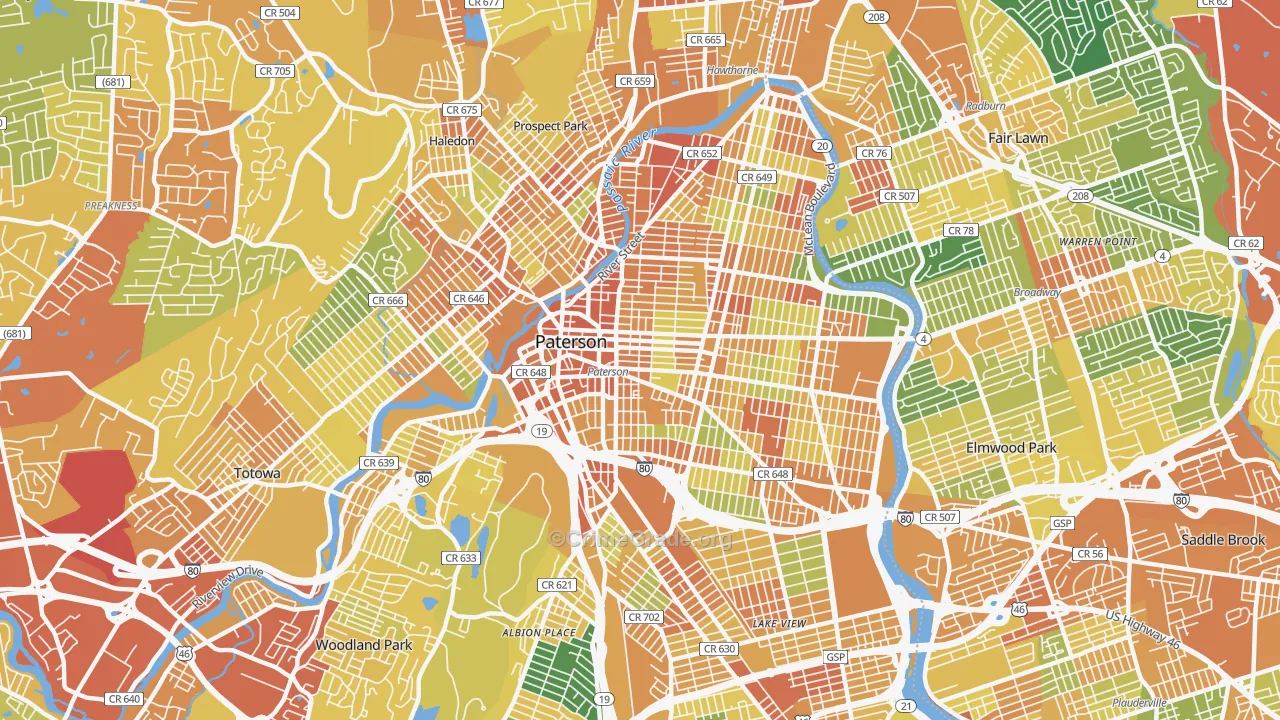 Paterson, NJ Map of Vandalism Rates