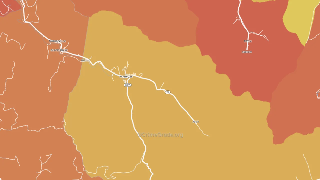 Pathfork, KY Map of Vandalism Rates