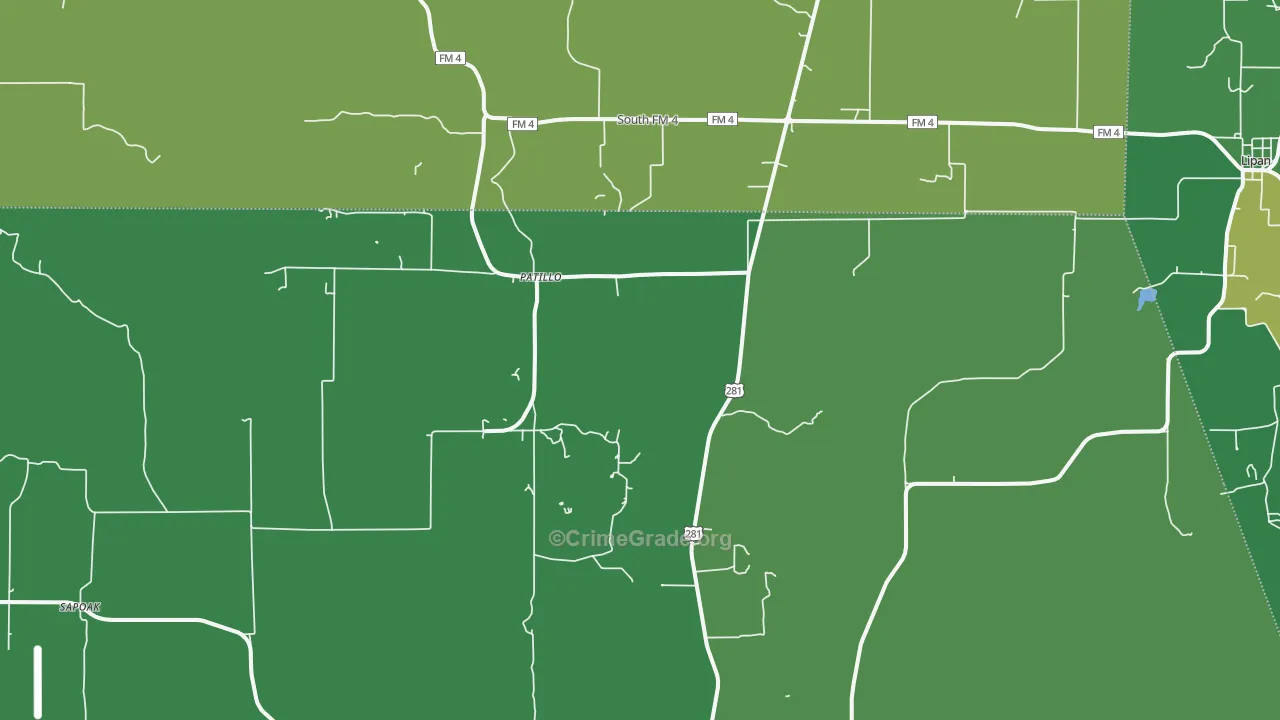 Patillo, TX Map of Vandalism Rates