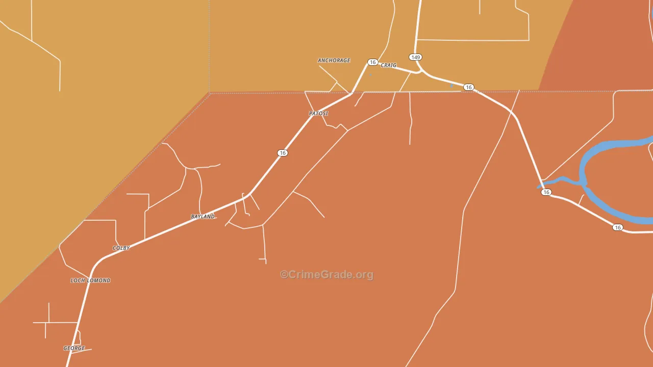 Patosi, MS Map of Vandalism Rates