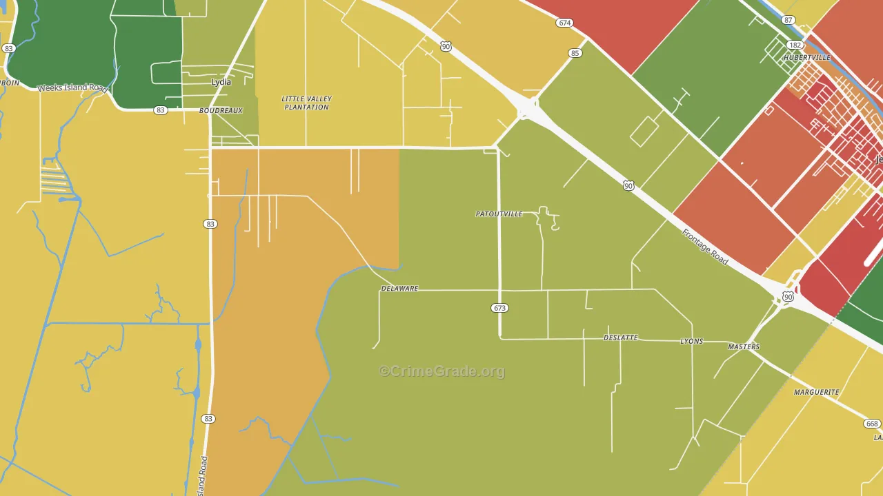 Patoutville, LA Map of Vandalism Rates
