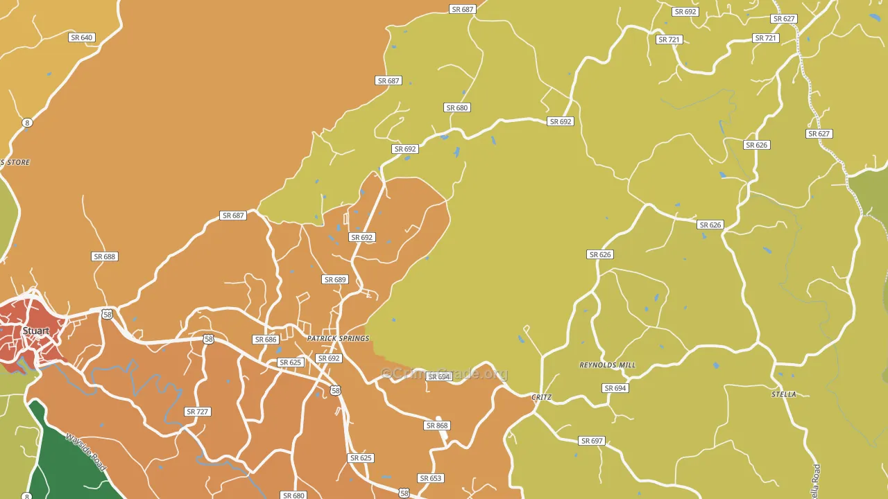 Patrick Springs, VA Map of Vandalism Rates