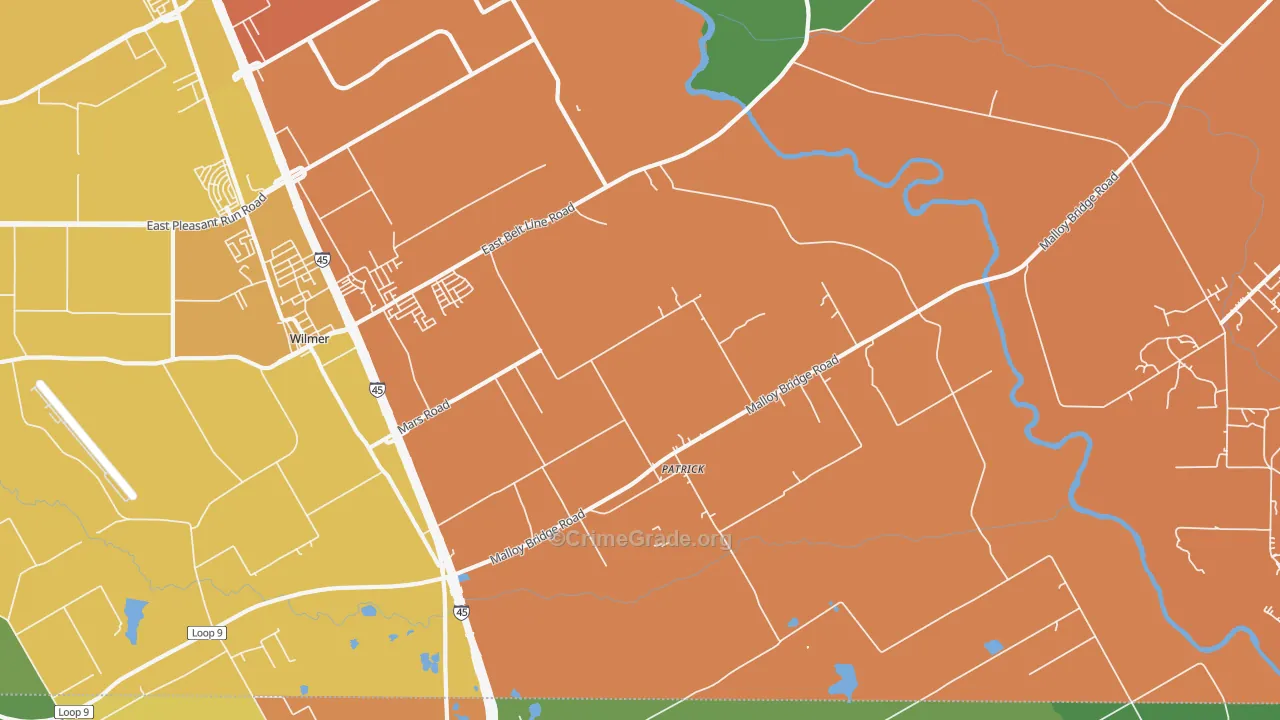 Patrick, TX Map of Vandalism Rates